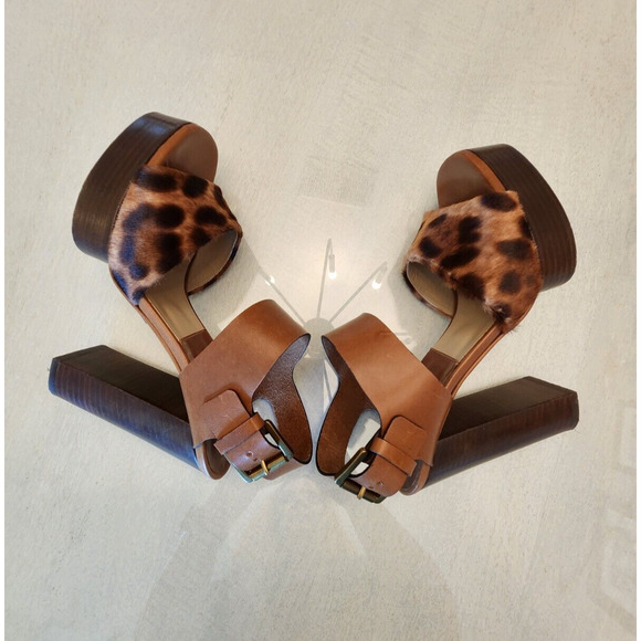 Michael Kors womens Animal print Leopard platform heels size 37.5 - Picture 4 of 10